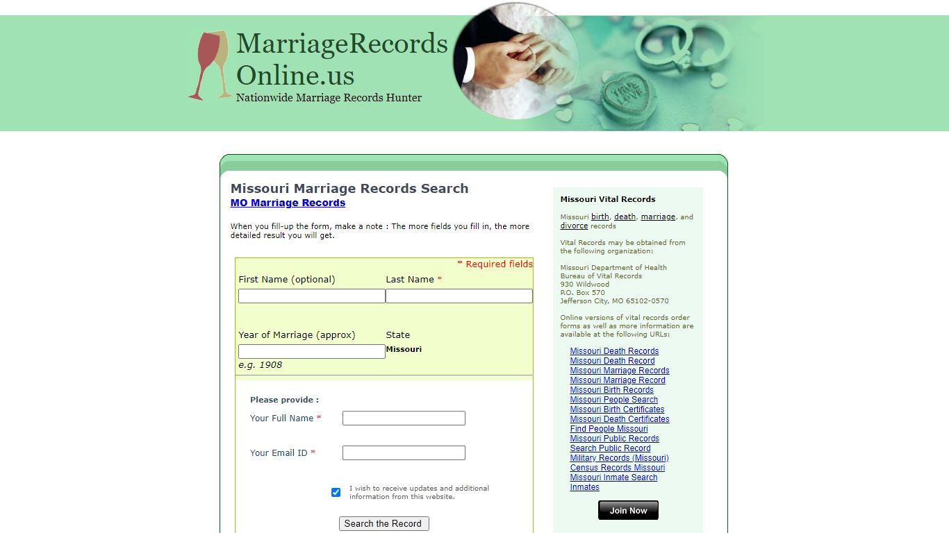 Missouri Marriage Records Search