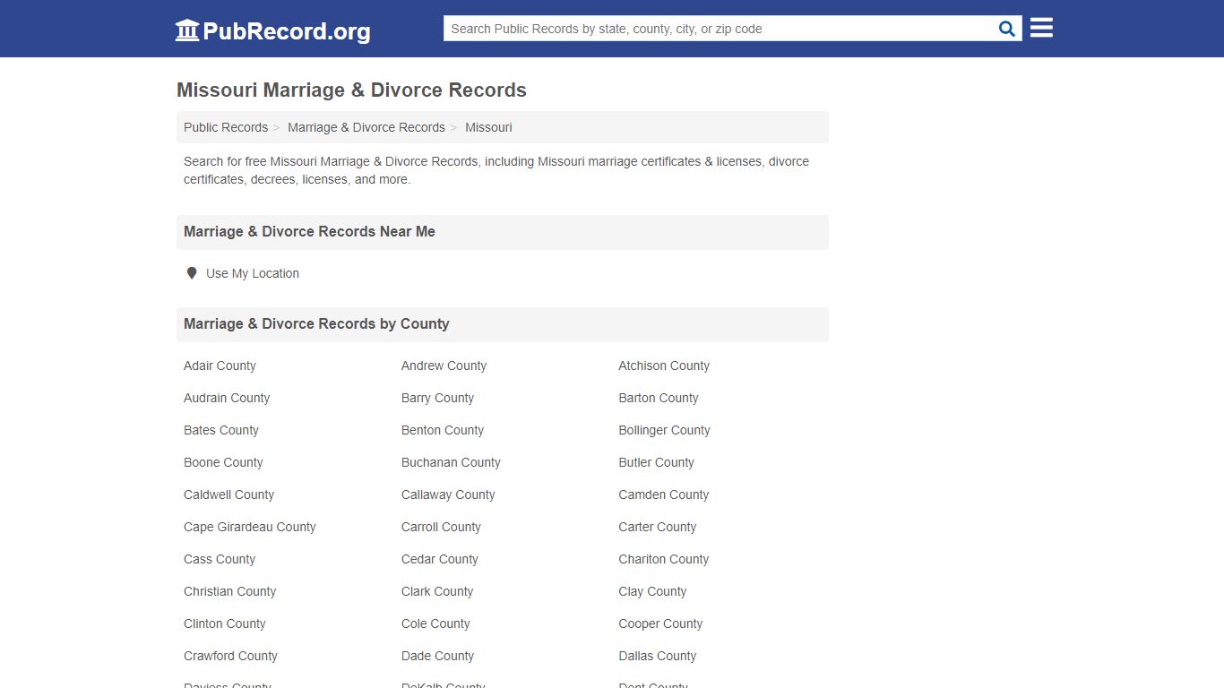 Free Missouri Marriage & Divorce Records - PubRecord.org